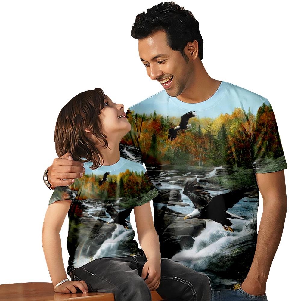 Футболки с 3D принтом Eagle для мужчин, молодежный костюм для взрослых с круглым вырезом