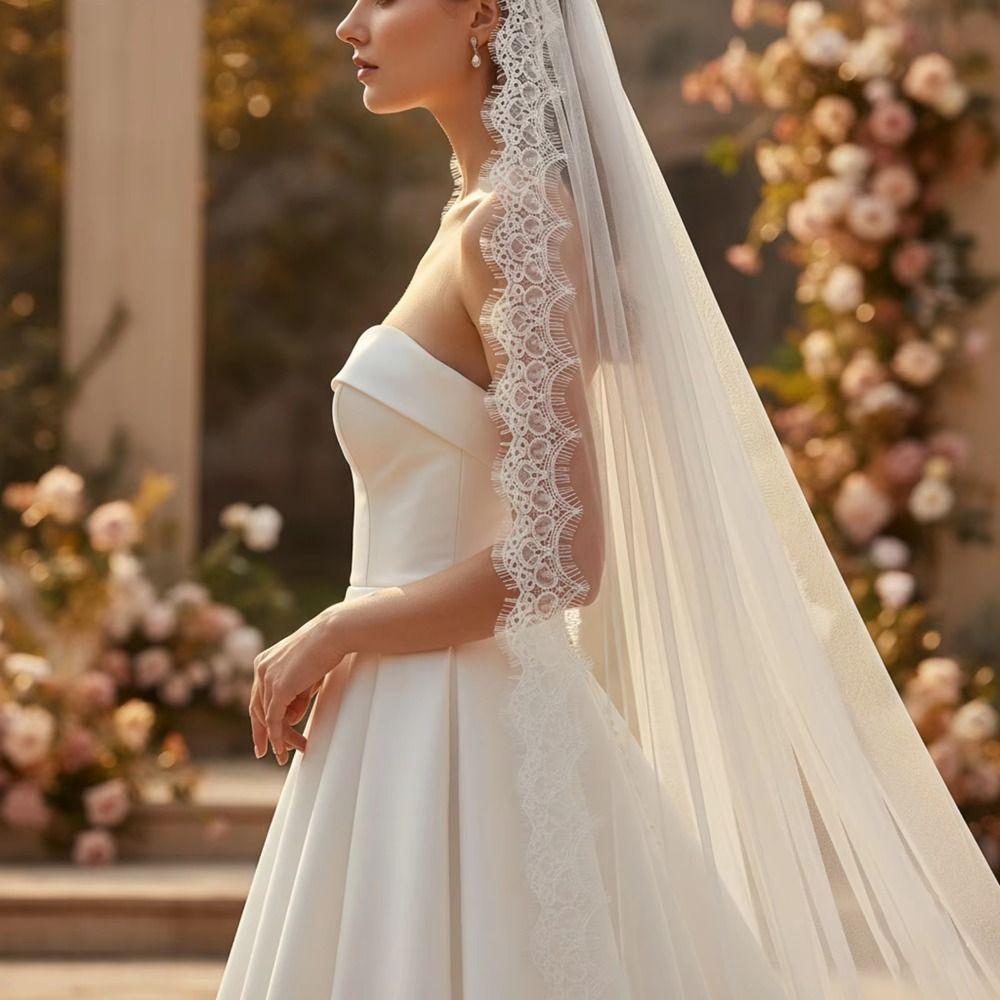 Long Wedding Veil with Comb Bridal Veil Charming Bridal Headscarf  Wedding Accessory