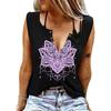 Женские майки, сексуальные летние топы без рукавов с V-образным вырезом, жилет с 3D принтом, розовые топы с кристаллами и цветами