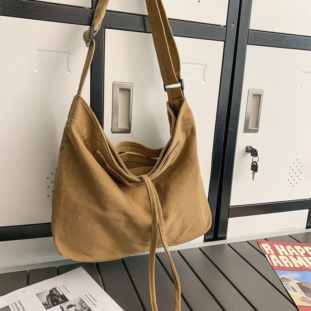 Женская сумка-шоппер, простая модная сумка-хобо на молнии, парусиновая однотонная сумка через плечо, большая вместительная сумка на плечо для женщин и мужчин