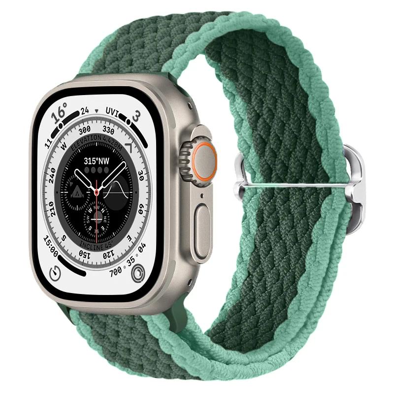 Нейлоновый ремешок для Apple Watch Band 10 9 8 7 45мм 41мм 42мм 46мм Ultra 49мм Дышащий Регулируемый Браслет iWatch 6 5 4 SE2 Пояс