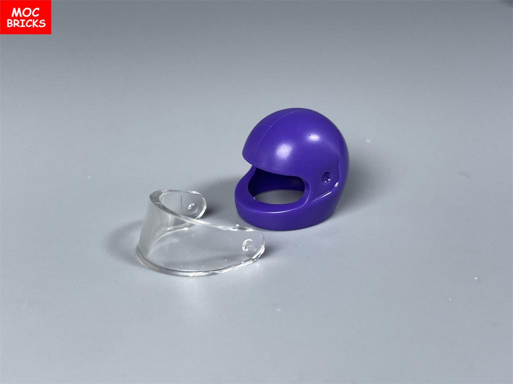 MOC Кубики Фиолетовый Мотоциклетный Шлем 4см Фигурка Одежда 30006 30124 88415 2446 2447 Шлем с Козырьком Строительные Блоки Детские Игрушки