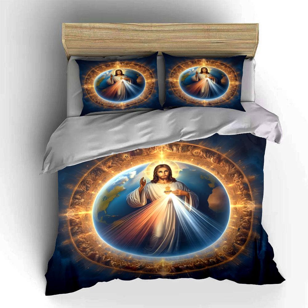 Sacred Divine Symbolic Three-Piece Set kid's and adults' bedroom decor, Exquisite three-piece bedding set gift