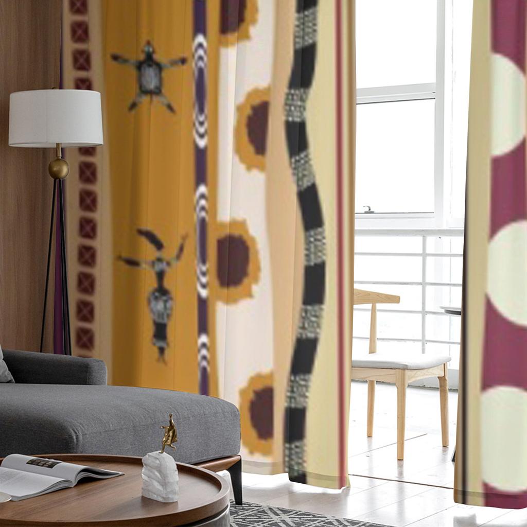 Seamless Tribal Pattern With Silhouettes Of The People Chiffon Sheer Curtains Living Room Bedroom Window Voiles Tulle Curtain