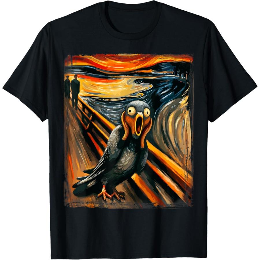 Expressionist Scream Shirt for Pigeon Lovers Artistic Pigeon T-Shirt