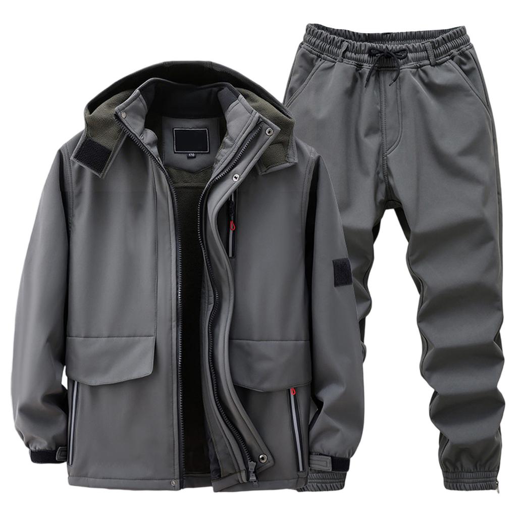 Мужской флисовый костюм-куртка Ветрозащитный и водонепроницаемый Уличный Защищающий от холода Теплый Хлопковый Жакет Утепленный Костюм