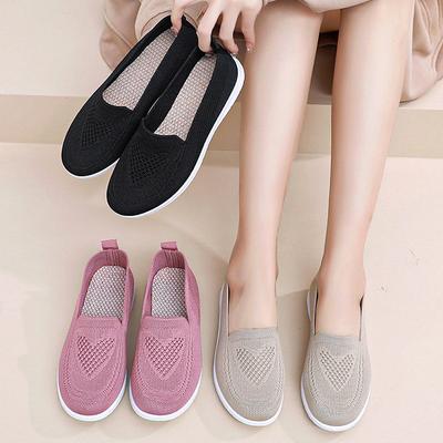Cloth Shoes 2025 New Women's Shoes Casual Breathable Flat-soled Single Shoes One Pedal Soft-soled Mother Shoes Casual Shoes KT