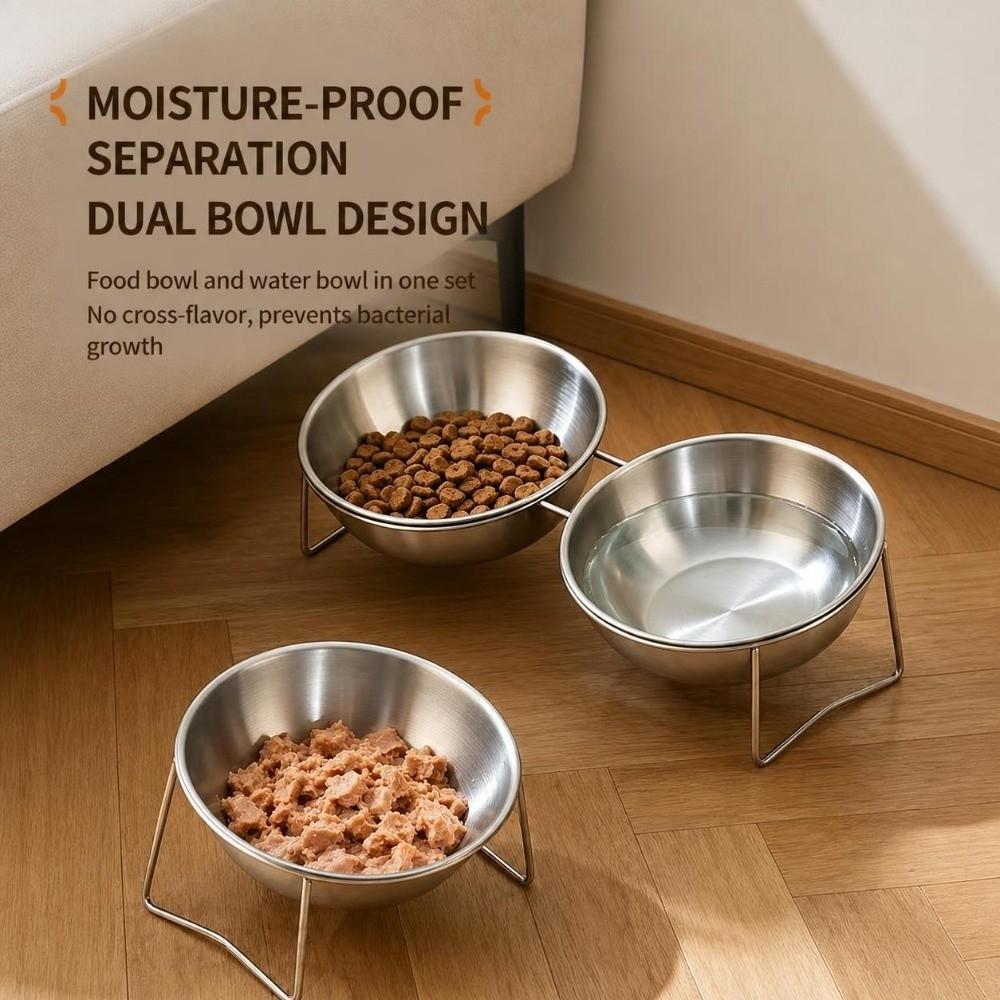 201 Stainless Steel Cat Bowls Tilted Pet Bowls Stable Cat Food Bowl Pet Supplies