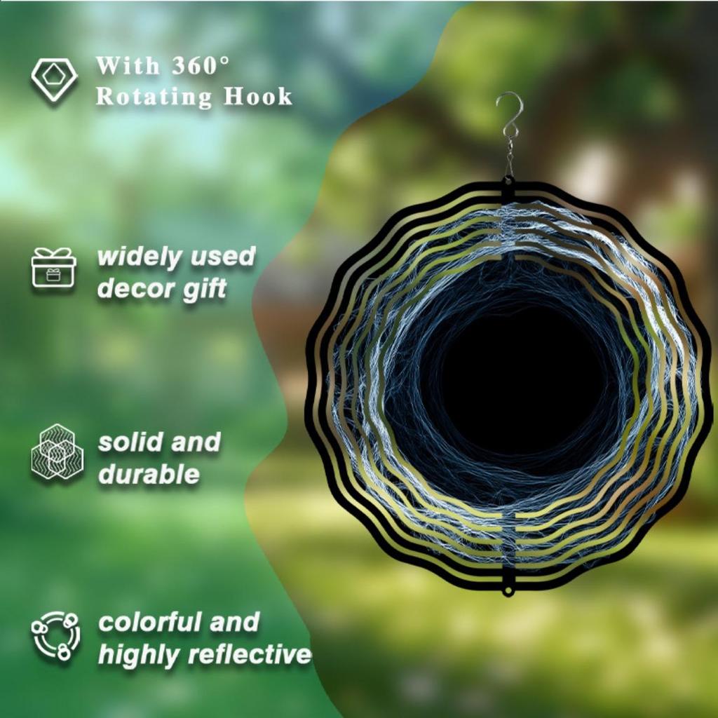 10-дюймовый черно-белый ветряной спиннер, уличный декор, вращающийся на 360 градусов крючок, подвесное садовое украшение для весны и лета, креативная идея для подарка