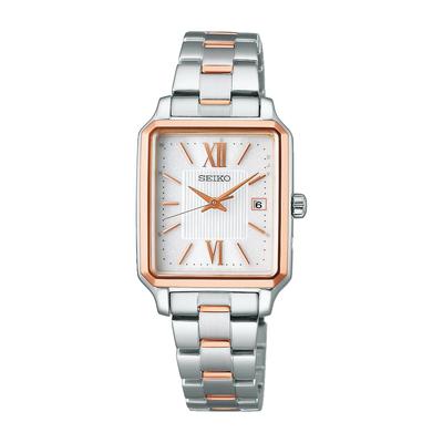 [Часы] Женские часы Seiko Selection S Series Solar Radio Square SWFH140 - серебристый и розовое золото