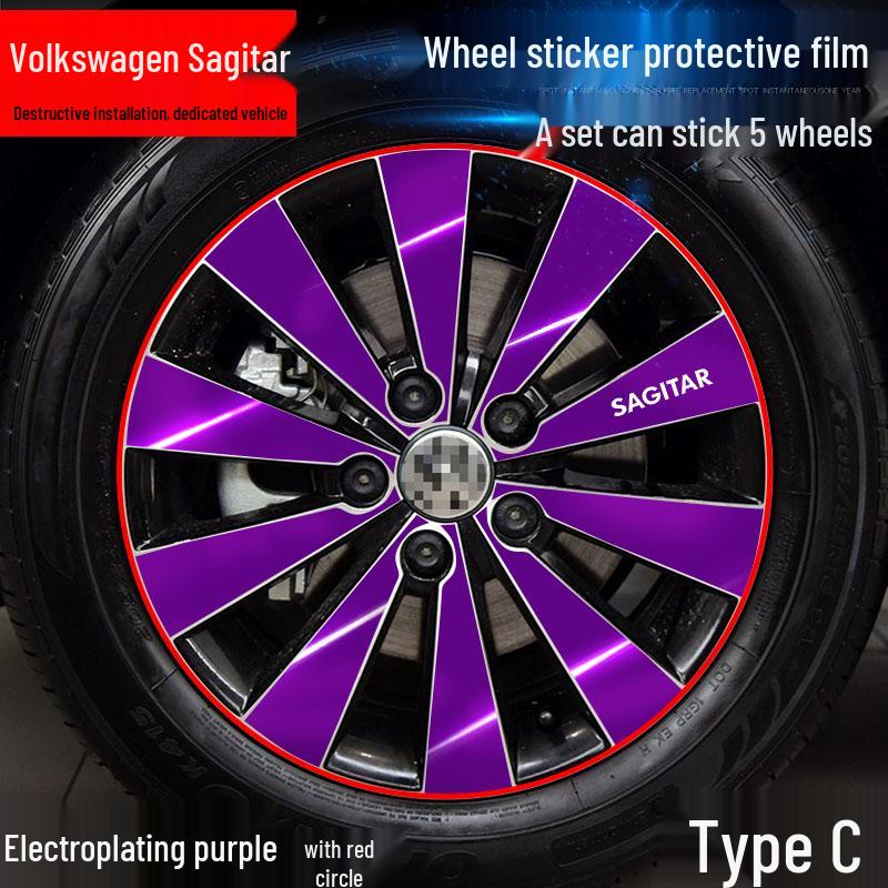 Volkswagen Sagitar Wheel Hub Stickers: Electroplating Color Change, Warning, Scratch Protection