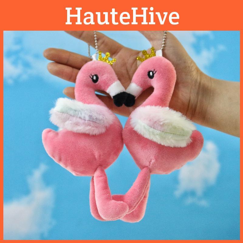Soft Mini Flamingo Plush Toy Pink Bag Ornament Key Holder For Kids