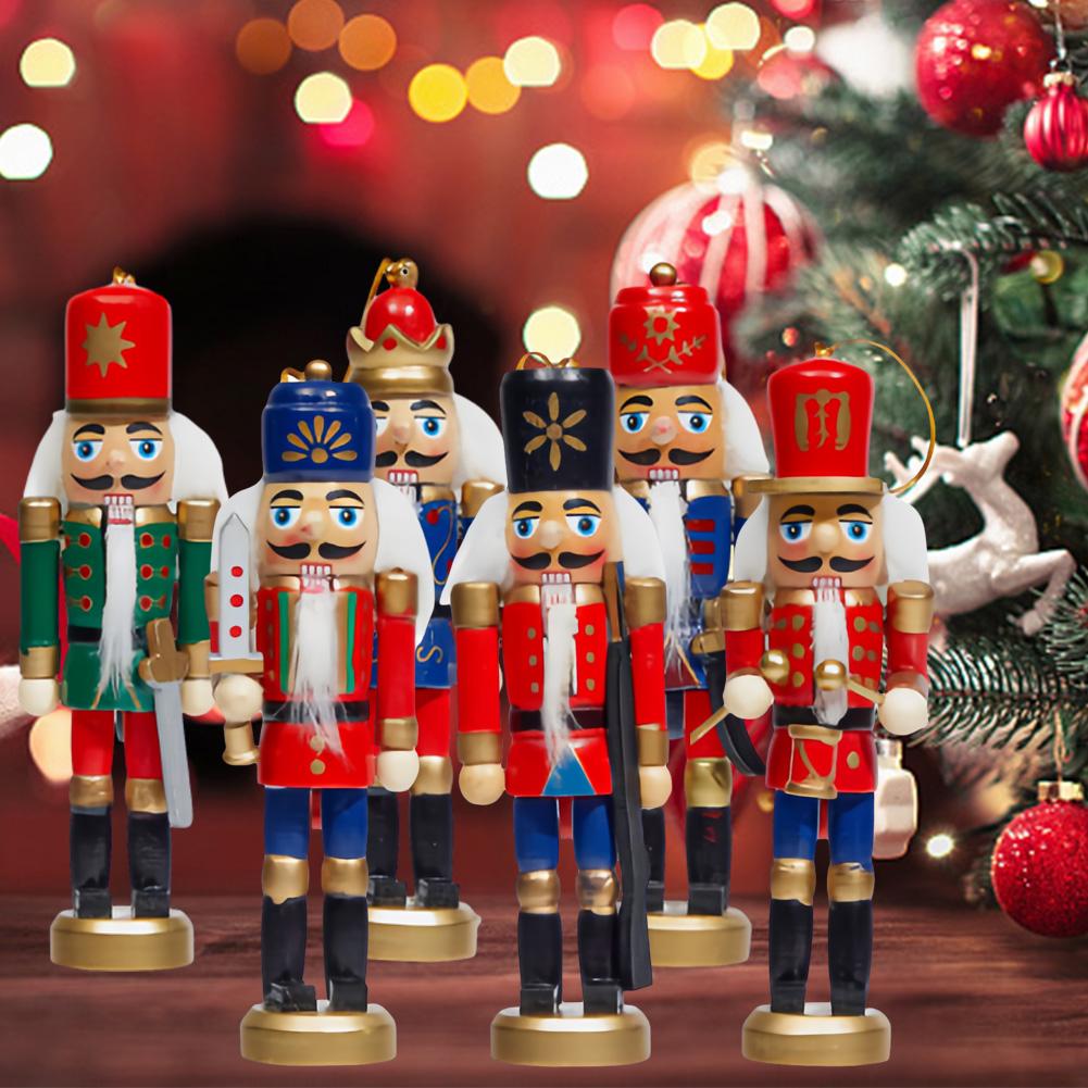 6 шт. Рождественский Щелкунчик Украшение Кукла-Солдат Декор для Вечеринки Деревянный Ребенок Ореховый Солдат Декор Кукла-Щелкунчик Украшение