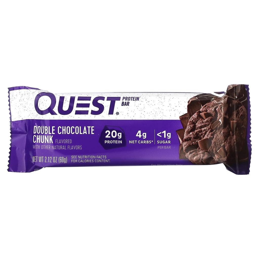 Quest Nutrition Protein Bar, Double Chocolate Chunk, 4 Bars, 2.12 Oz (60 G) Each