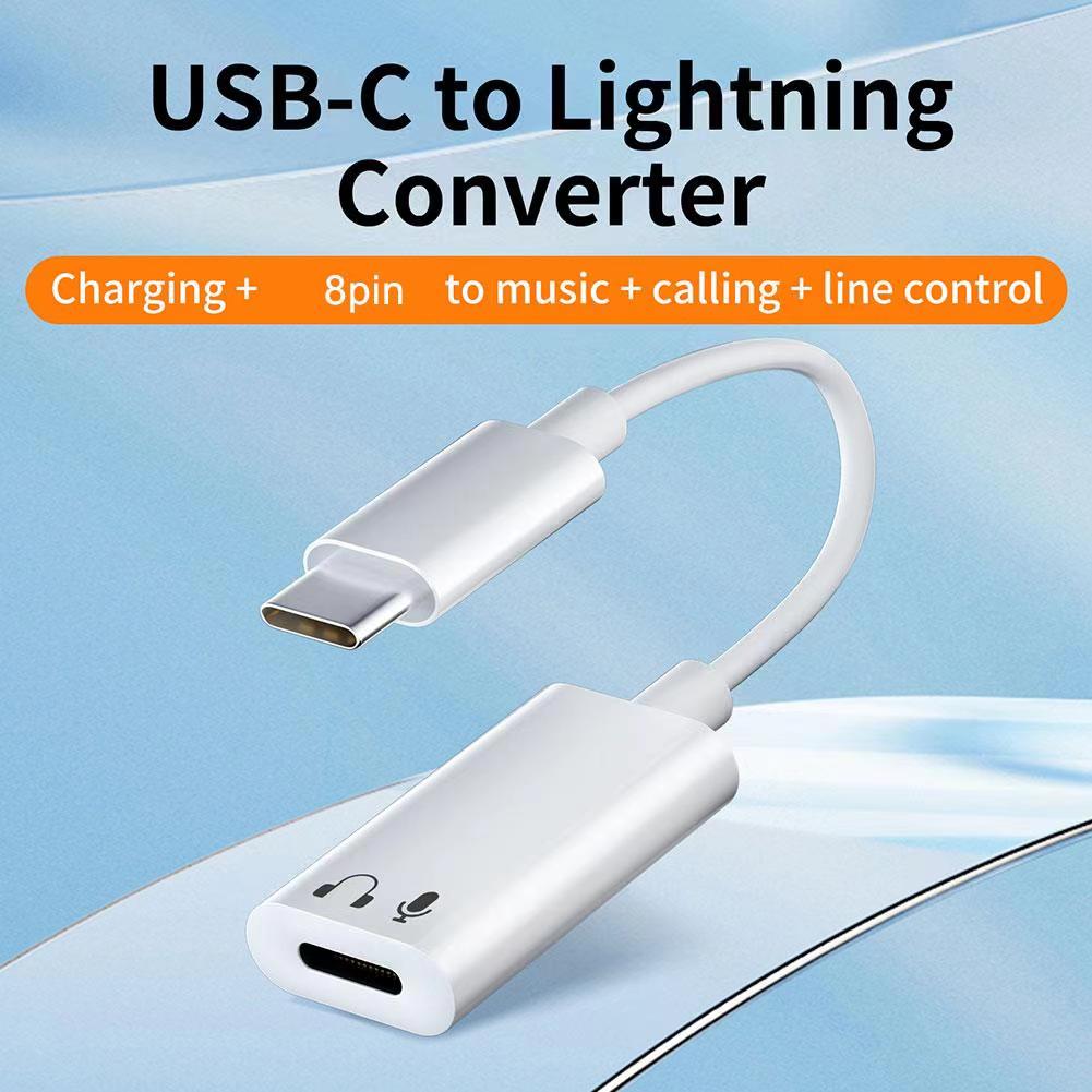USB C To Lighting Audio Headphone Adapter for iPhone 15 Pro Max Type C To IOS 17 16 15 14 13 HIFI Aux Earphone Cord Connector