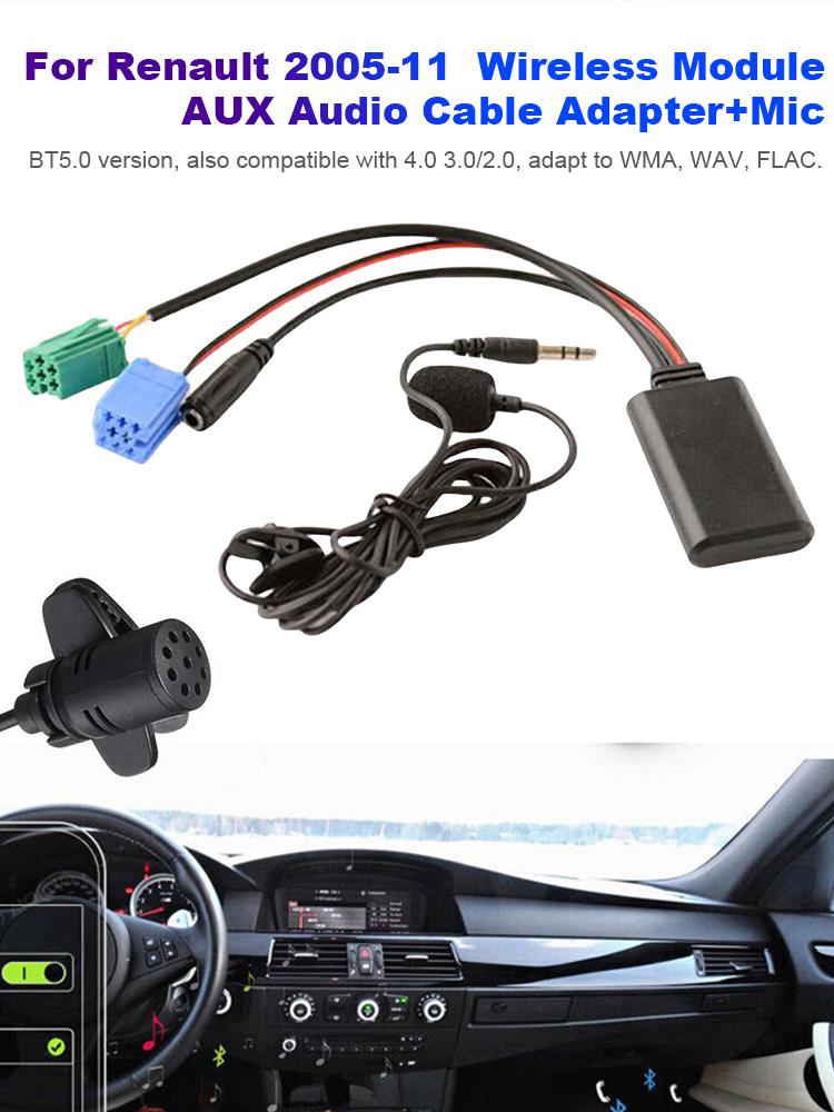 Car Bluetooth-Compatible Module AUX IN Audio MP3 Music Adapter with MIC Radio Stereo AUX Cable Adapter for Renault Megane Scenic