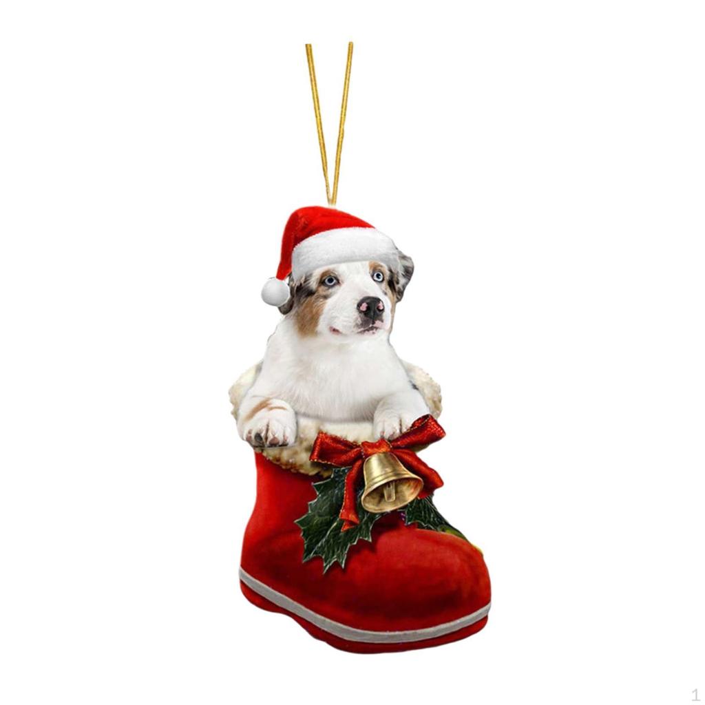 Dog Christmas Hanging Ornament Animal Pendant Crafts Xmas Tree Decoration for Festival