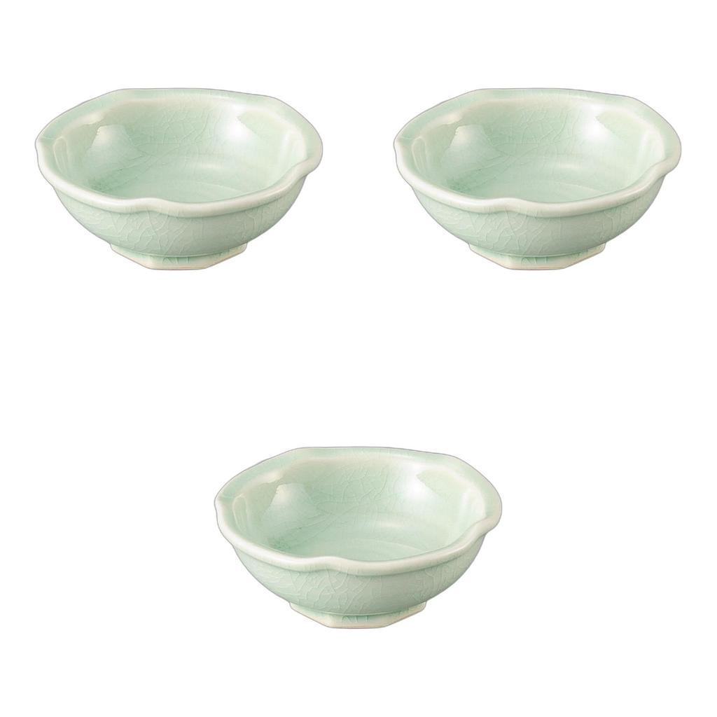Setomonohonpo Ash Glazed Ceramic Small Dish Bowl Set 3 Plum-Shaped 9.2x3.7cm Pottery