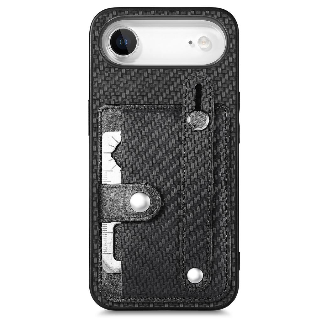 For iPhone Air Case Carbon Fiber Texture Leather Phone Back Cover with Card Holder