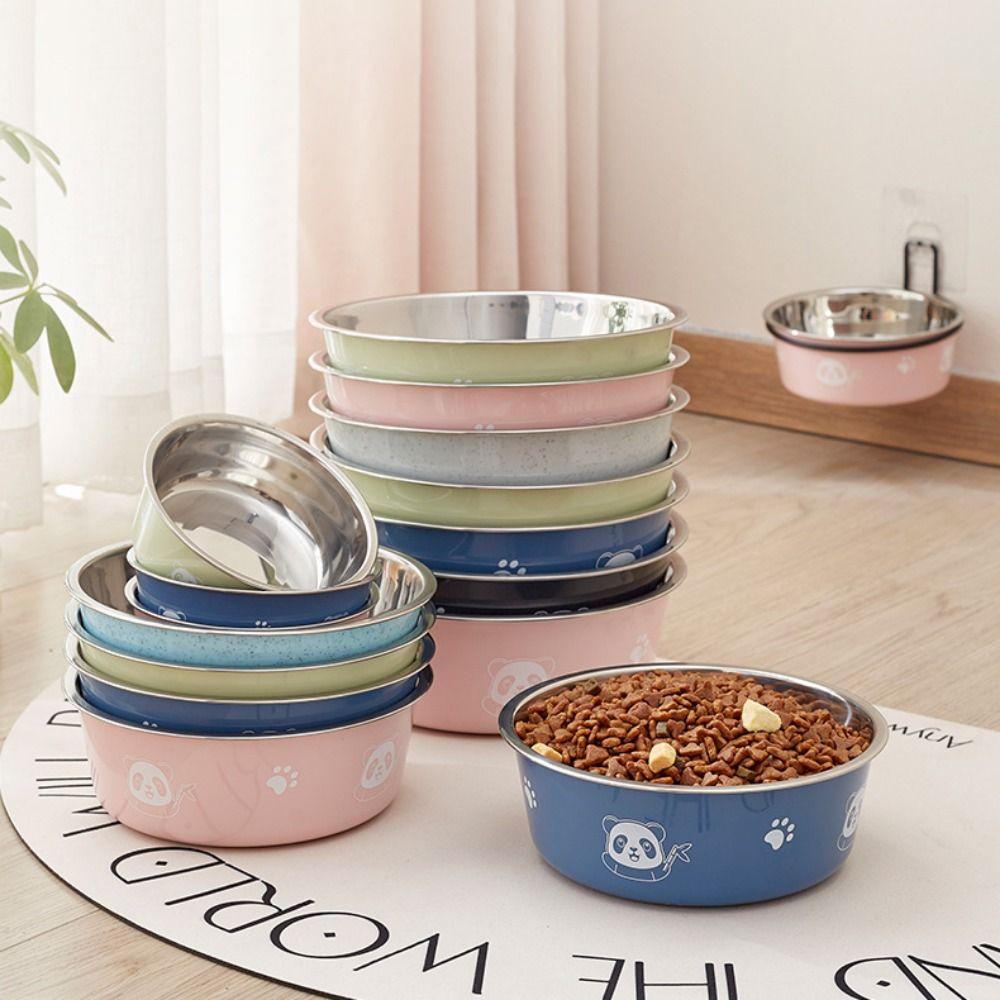 Нескользящая миска для кормления кошек с рисунком панды, поднос для питья и еды для щенков и котят