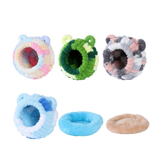 Winter Birds Nest Fluffy Parrot House Cute Flannel Cave Birdhouse with Ears Warm Parakeet Nest for Birdcage Budgerigars Cockatiel