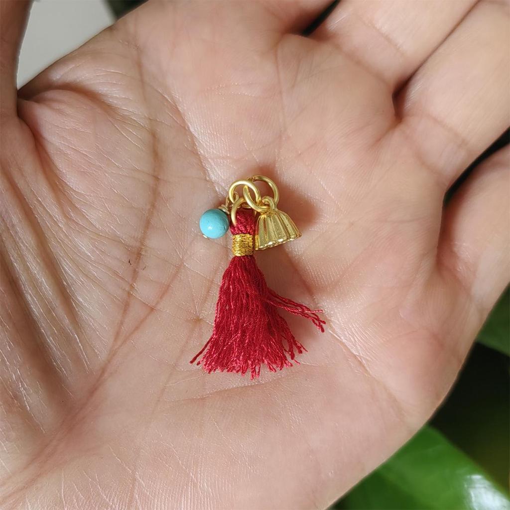 Браслет с мини-кисточкой Вэнгуань, Хлопковая нить, отполированная вручную, Ручное плетение с мелкими бусинами-каплями - Ожерелье своими руками