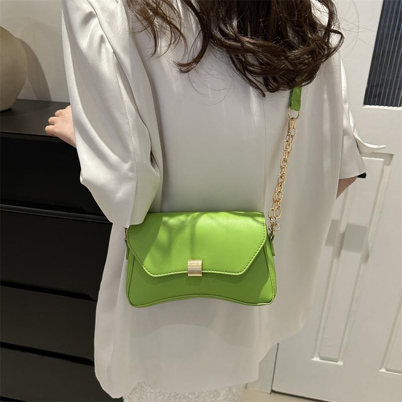 Однотонная женская сумка, новый стиль, популярная текстура, простой дизайн, модная маленькая сумка в стиле аромата, сумка через плечо под мышкой
