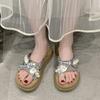 Fashion Platform Pearl Slippers for Women To Wear In Summer, New Versatile Fairy Style with Skirt, Lazy People Slip On And Drag