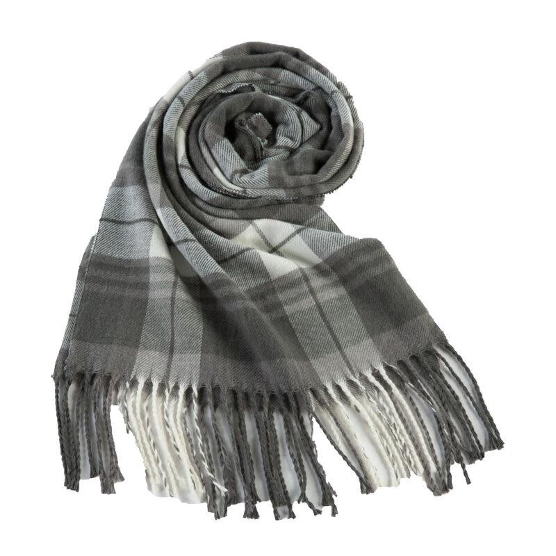 Hengyuanxiang HYX1004 Grey-White Plaid Scarf