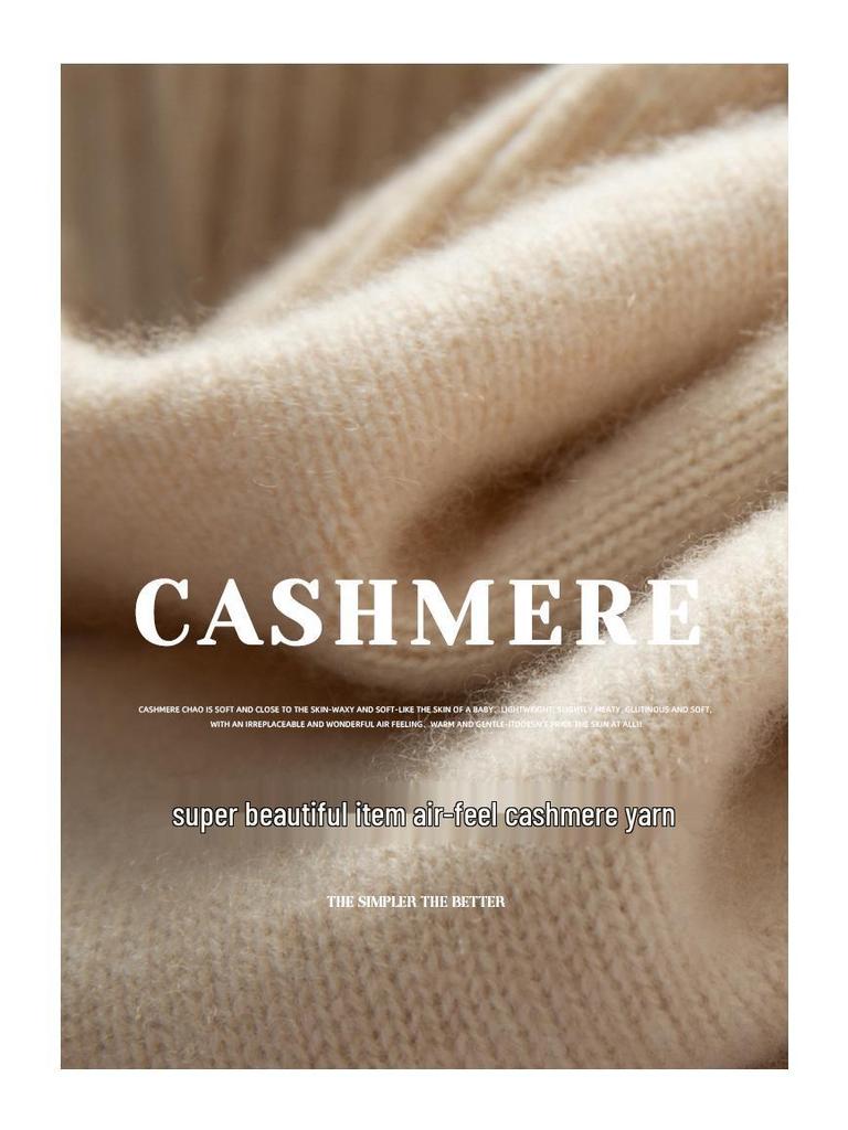 Женский кашемировый свитер однотонный с полувысоким воротом - Приталенный, свободного кроя, вязаный с длинным рукавом для осени/зимы.