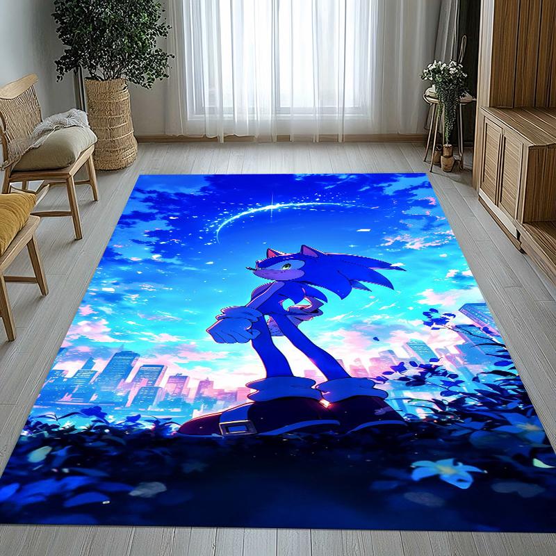 Retro S-Sonic Cartoon Games Living Room Non-Slip Area Rug Soft Carpet for Bedroom Kids Playroom Sofa,Home Decor Doormat Gift