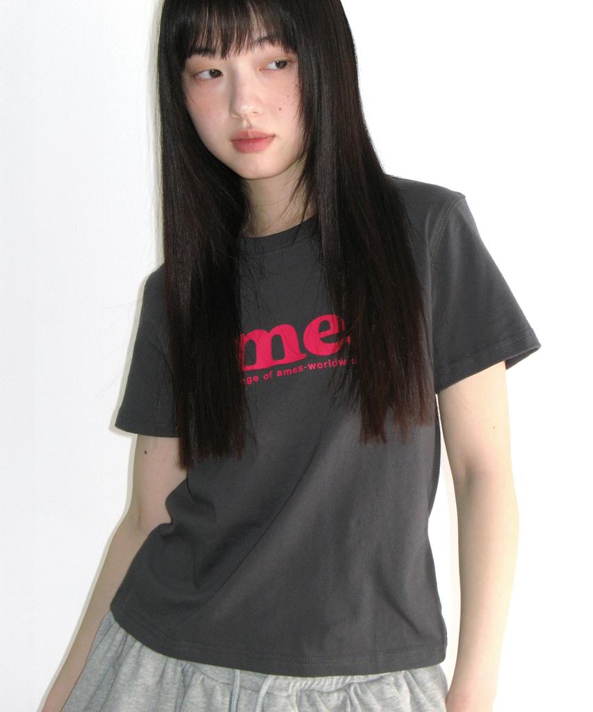 AMES-WORLDWIDE (Unisex) Basic Logo Tee Charcoal