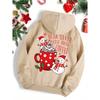 SHEIN EZwear Christmas Print Kangaroo Pocket Drawstring Thermal Lined Hoodie