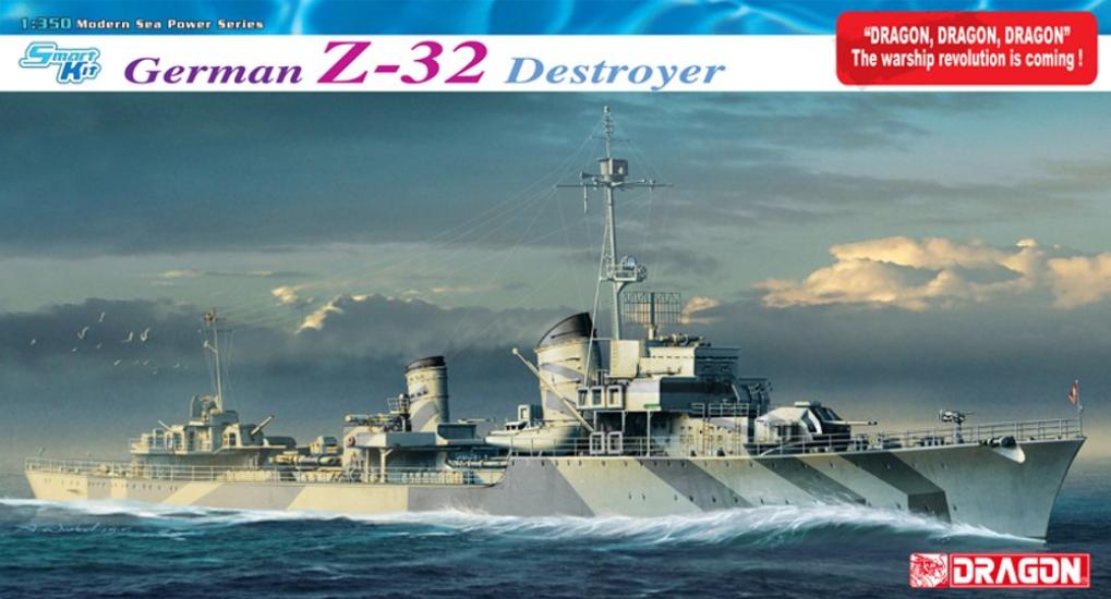 Dragon Platz 1350 World War II German Navy Destroyer Z-32 (Smart Kit) Plastic Model DR1065