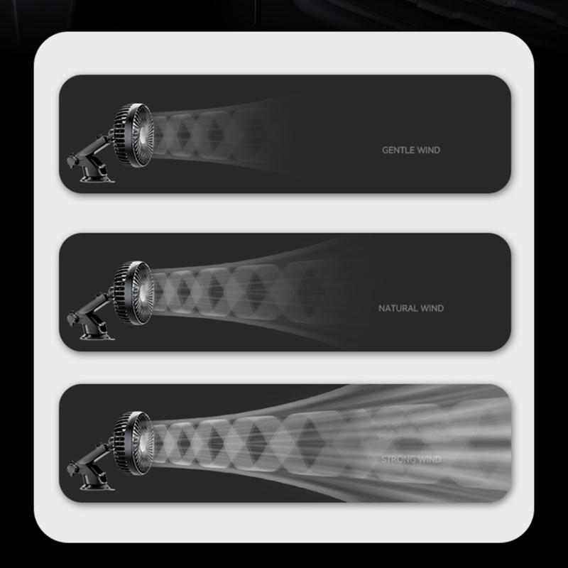 Автомобильный вентилятор на присоске, USB-питание, приборная панель, крепление на ветровое стекло, охлаждающий вентилятор, внутренний циркуляционный вентилятор, вращающийся на 360 градусов вентилятор