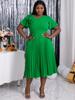 Женское зеленое плиссированное платье-миди с короткими рукавами и оборками, элегантное эластичное трапециевидное платье, весенне-летнее модное платье для вечеринки, дня рождения, халат