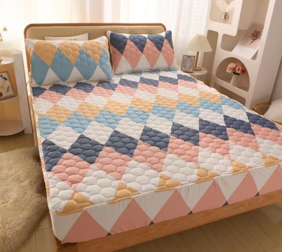 100% хлопчатобумажная ткань, утолщенный стеганый наматрасник, двойной размер, высококачественный защитный чехол для кровати на заказ, не включая наволочку