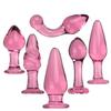 Glass Anal Plugs Pink Sex Toys For Girls Anal Masturbator Lesbian Adult Products Anal Toys 130/160g Threaded