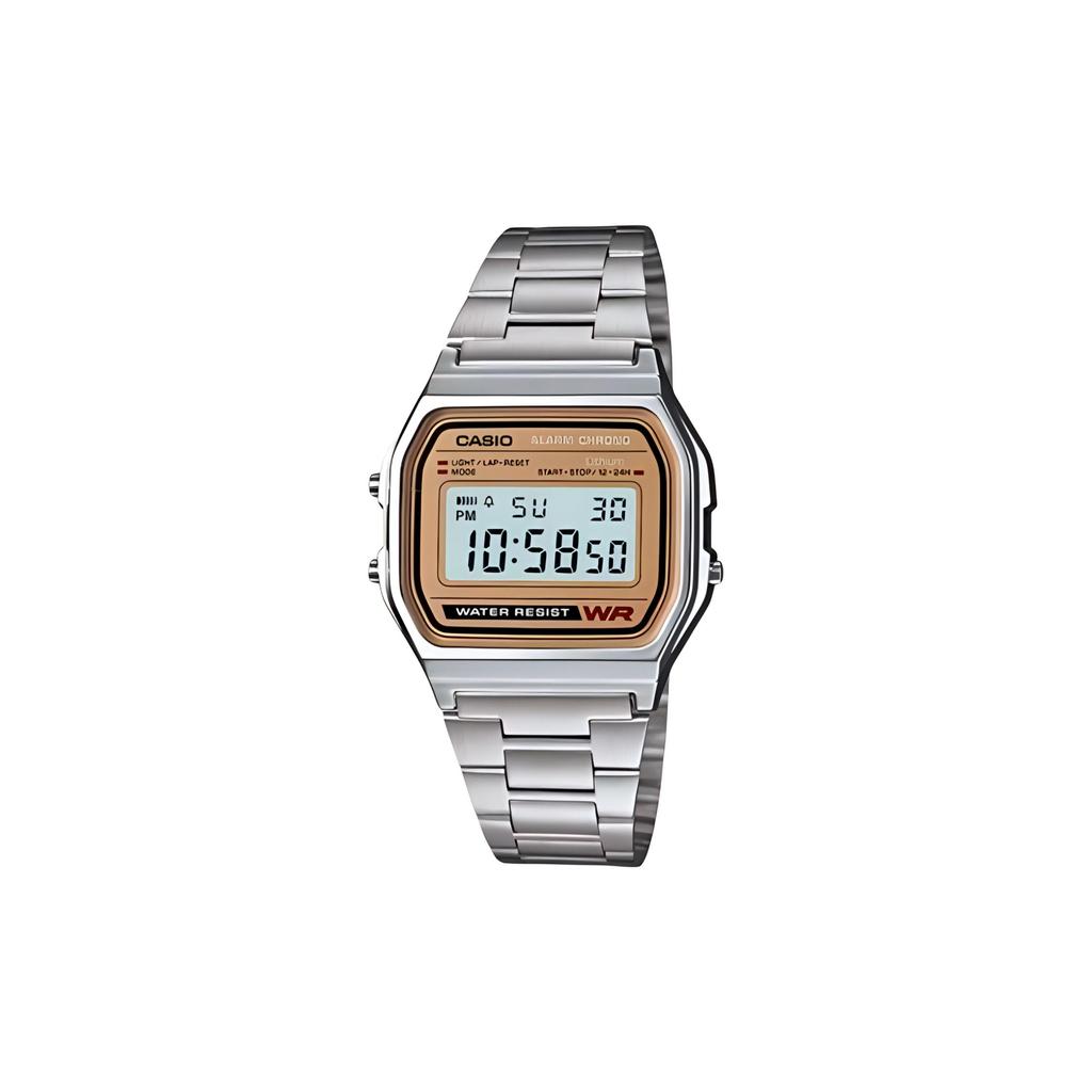 Casio Коллекция Custom Электронный механизм Кожаный ремешок Часы Мужские Часы Желтый циферблат A158WEA-9 Watch5--