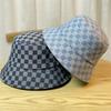 Новая джинсовая шляпа-панама в японском стиле, женская, весенне-осенняя, клетчатая, в сетку, популярная в интернете, универсальная, визуально уменьшающая лицо, маленькая летняя шляпа-ведро