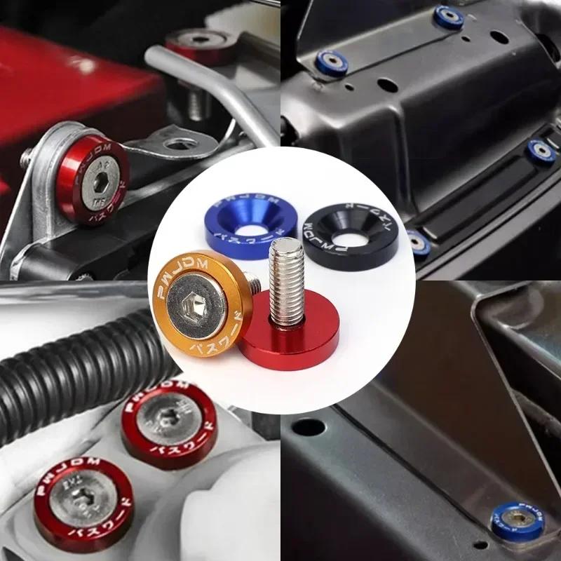 20pcs Lug Nuts Jdm Car Modification M6 Gasket Concave Screw 1.9cm Hexagonal Fasteners A Set Screw Fender Bumper Engine Aluminum