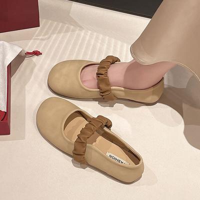 Мягкая подошва, нескользящие женские туфли-лодочки для беременных, с одним ремешком, туфли Doudou, женские, осень 2025, новые, французские, маленькие кожаные туфли для ношения с юбкой