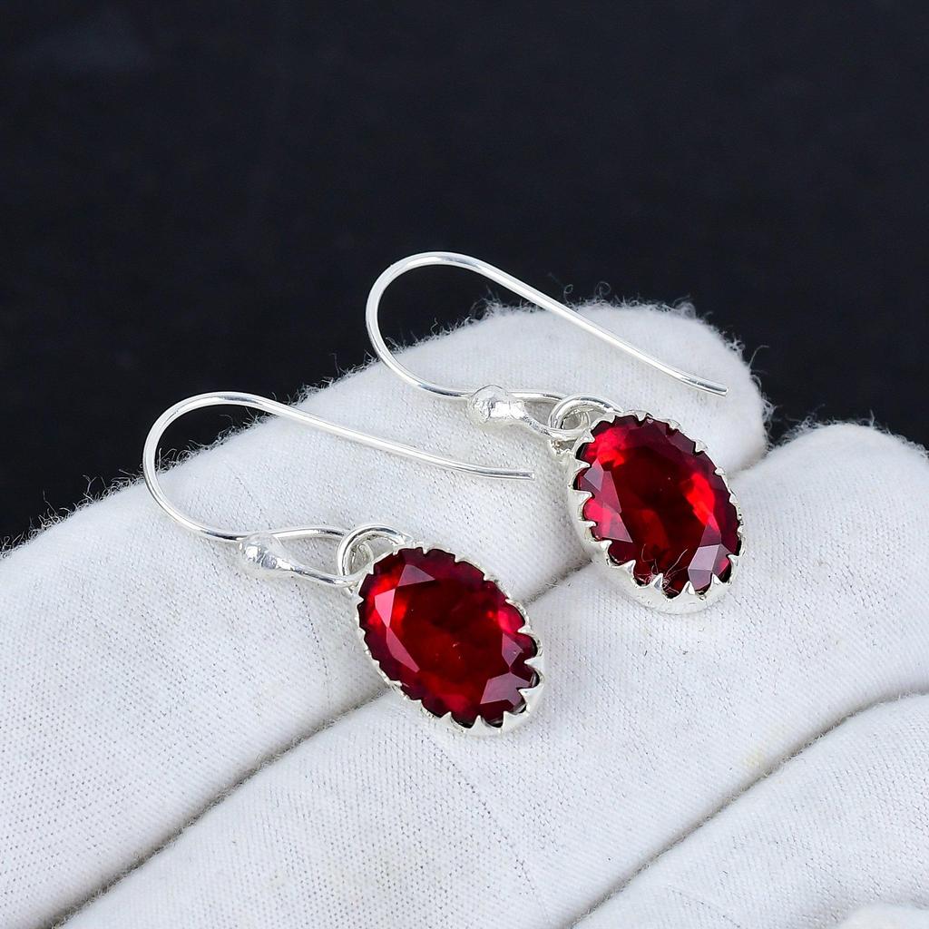 Серьги из серебра 925 пробы с красным гранатом, серьги-подвески из серебра в стиле бохо, подарки на годовщину, подарки для нее