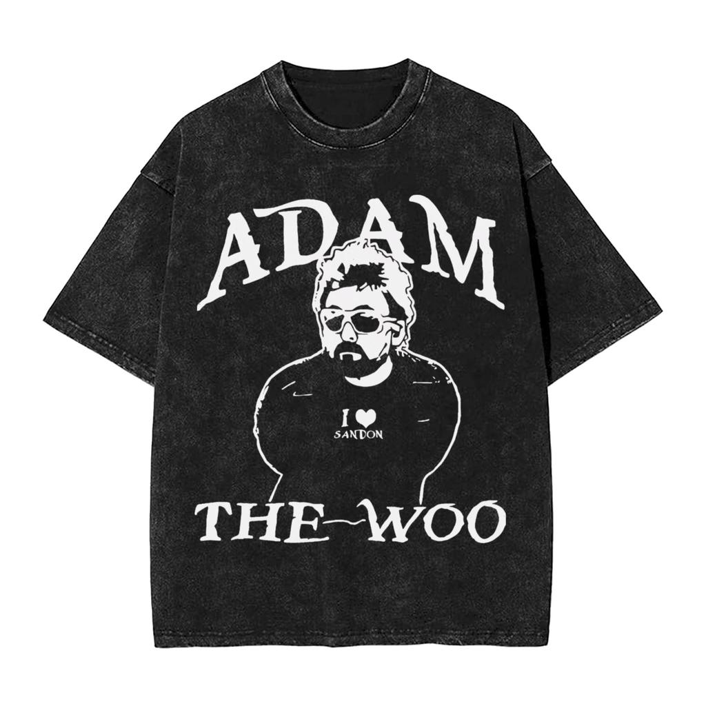 Adam The Woo Washed T Shirt Couple Y2K Retro Cotton T Shirts Summer Breathable Harajuku Tee Shirt Loose Plus Size Clothing