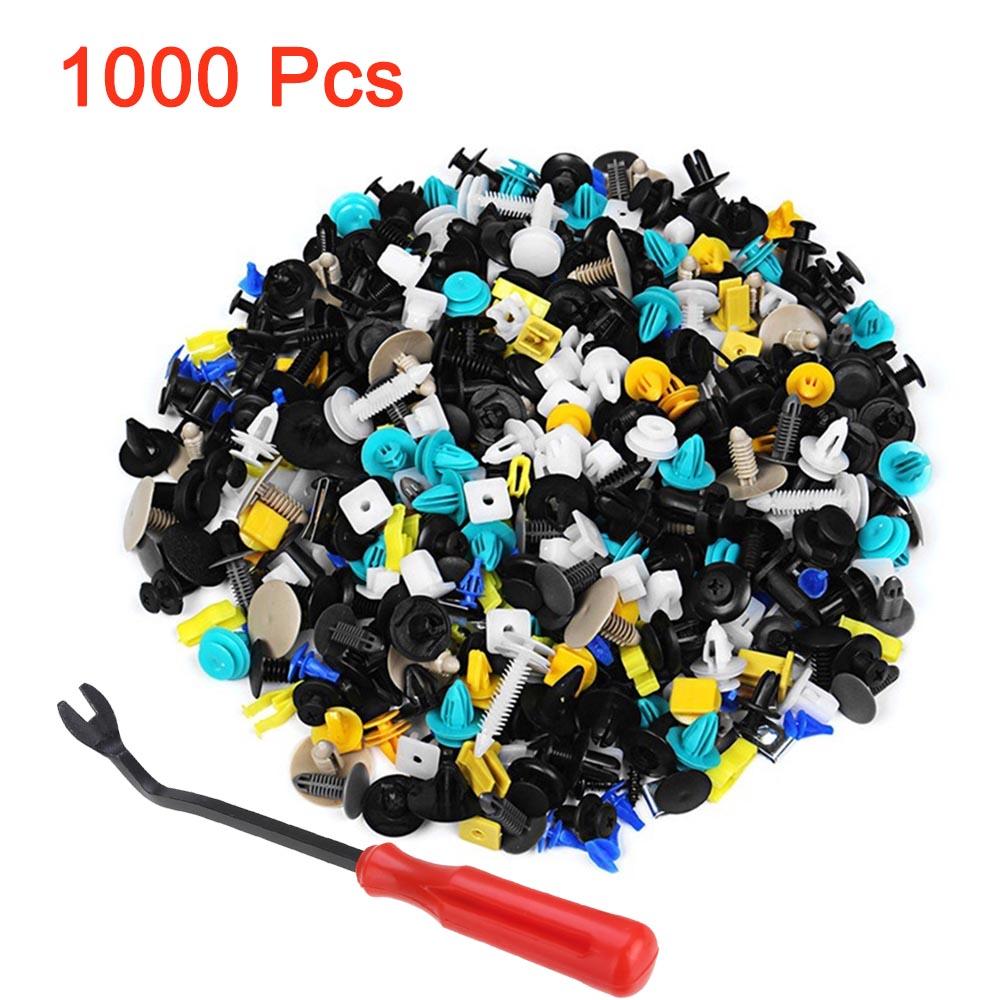 1000PCS Mixed Auto Fastener Vehicle Car Bumper Clips Retainer Fastener Rivet Door Panel Fender Liner Universal Fit for Car