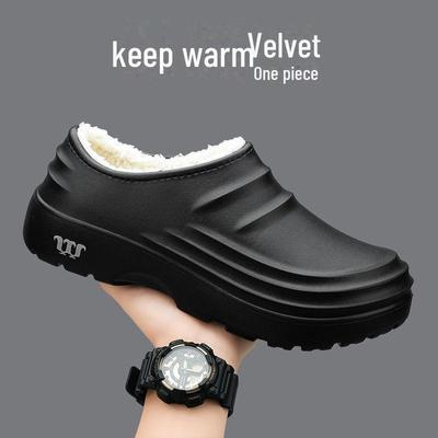 Мужские осенне-зимние хлопковые тапочки: Плюшевые, Теплые, Водонепроницаемые Кухонные Ботинки для Мужчин и Женщин