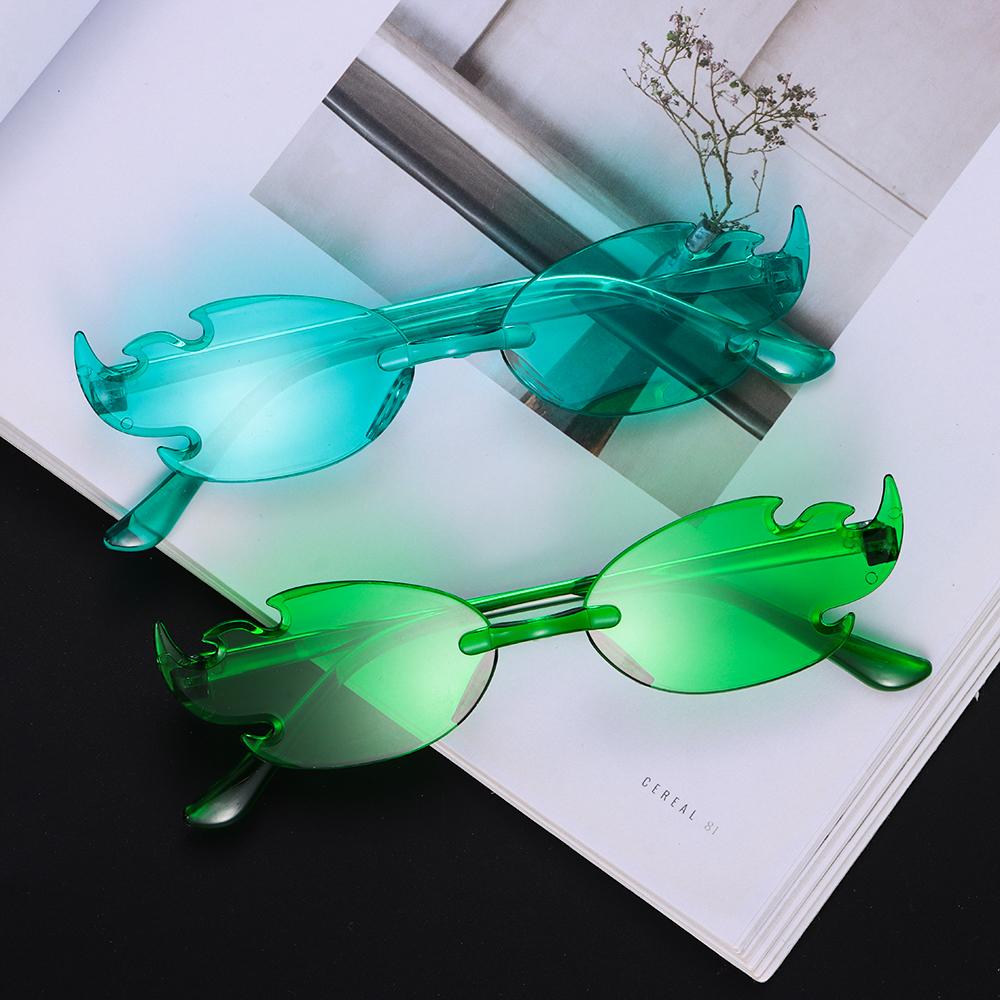 Без ободка Очки с огненным пламенем Цветные Y2K Очки Модные Вечеринка Косплей Очки для Женщин и Мужчин