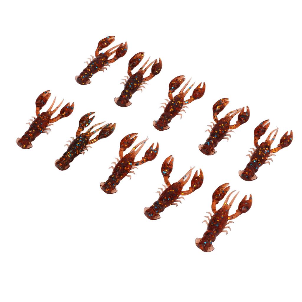 10pcs Soft Fishing Lure Crawdad Bait PVC Shrimp Artificial Soft Lure Baits for Bass FishingDark
