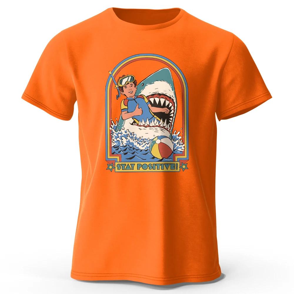 Stay Positive Printed 100% Cotton Classic Vintage Funny T-Shirt for UnisexSportswear Tops Tees