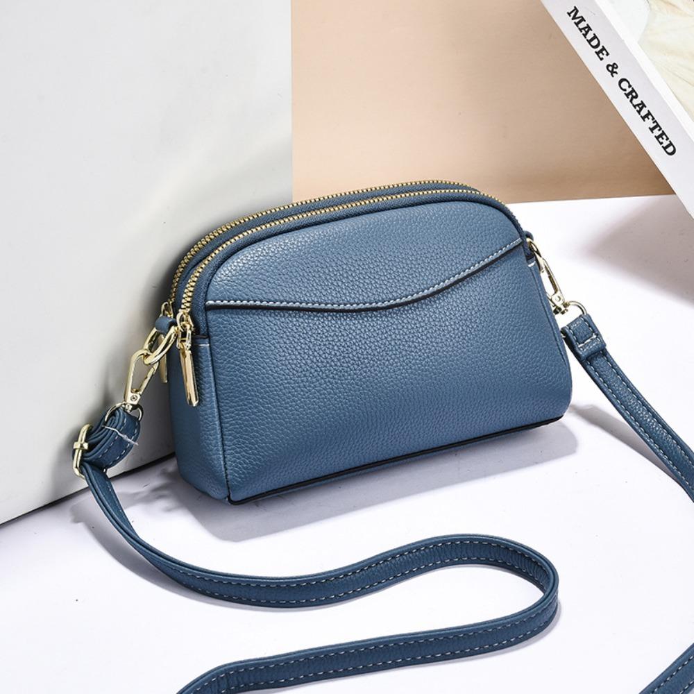 Fashion PU Crossbody Phone Bag Double Compartment Adjustable Crossbody Bag Durable Stylish Mini Square Bag Travel